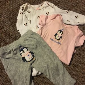 Three piece carters penguin outfit